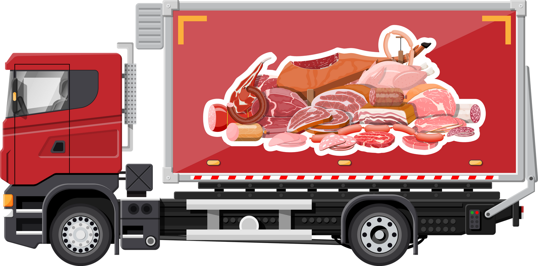 Truck Car Full of Meat Products.