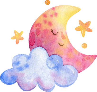 Watercolor dream illustration, moon